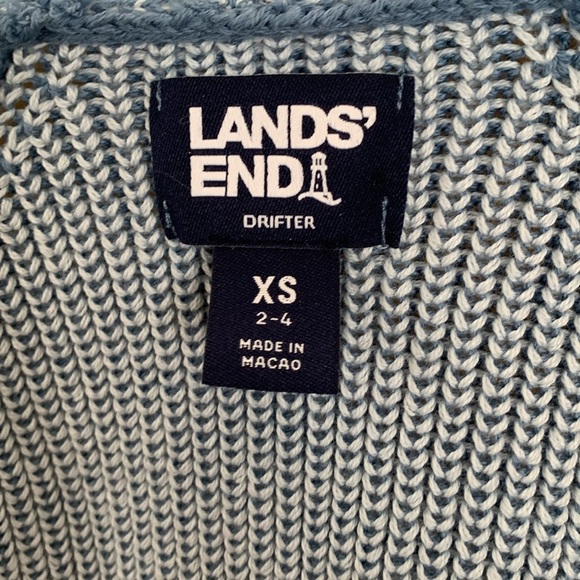 Land's End Drifter Shaker Blue Knit Open Front Cardigan Long Sleeve Women's XS - Picture 9 of 12